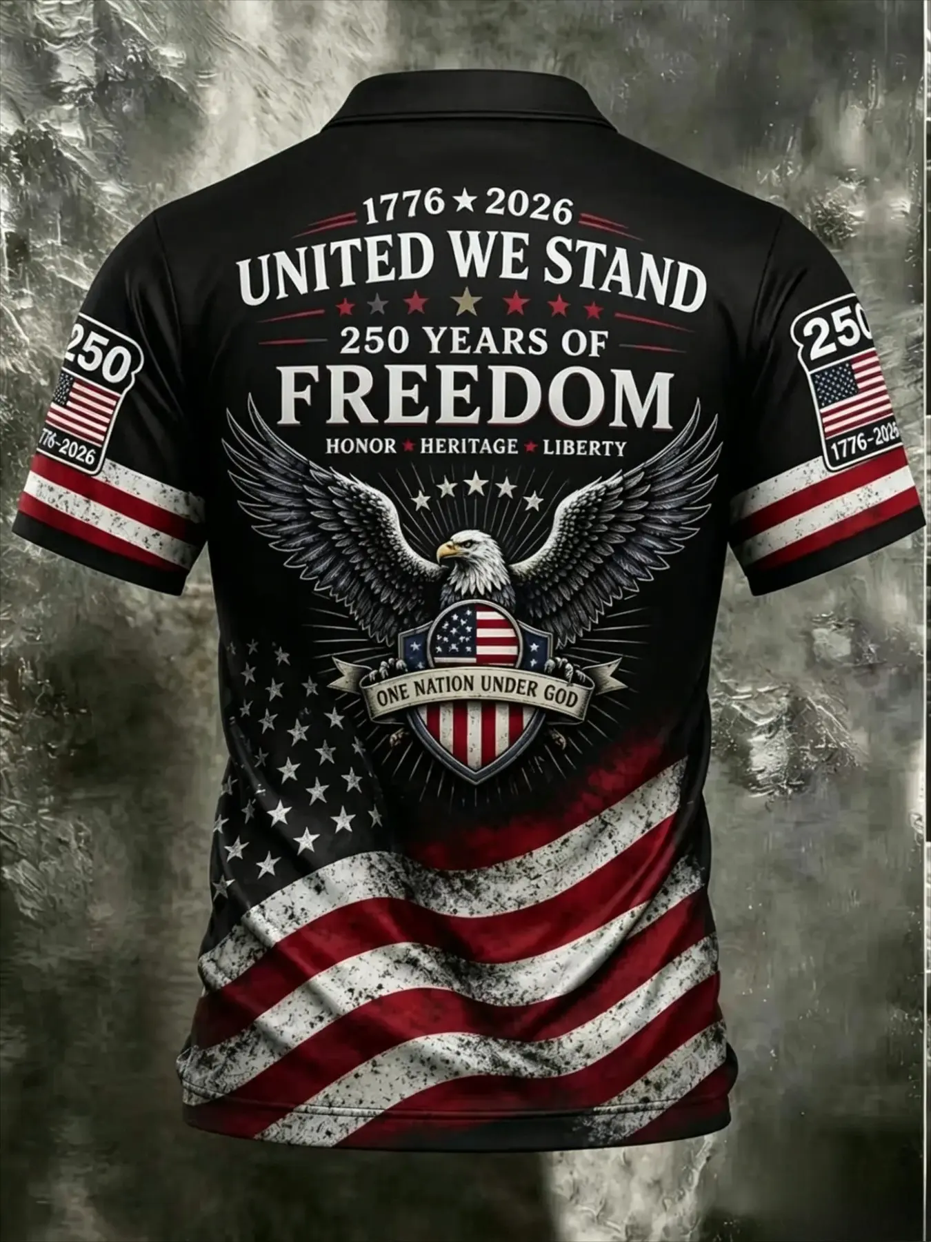 Men's Vintage American Flag Eagle Print Short Sleeve Polo Shirt, Breathable Loose Fit, Casual Summer Fashion, Graphic Print Polo, Multiple Colors Available, Breathable Polo Shirts