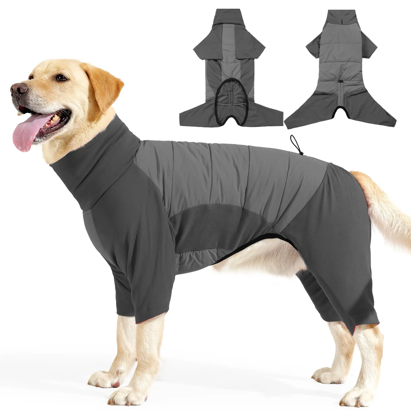Full-Body Dog Winter Coat, Woolen Pullover Pajamas, Four-Leg Windproof Jacket, Suitable for Small to Large Dogs, High Neck Snow Suit