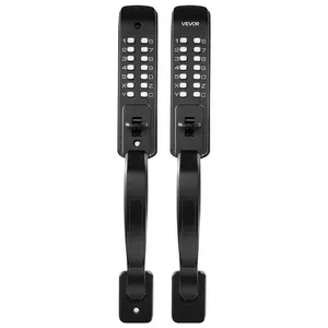 VEVOR Built-to-Last Aluminium Mechanical Keyless Entry Door Lock, 2.0 Code Upgrade, 4-7 Digit Combination, Double-Sided Push Button Keypad Door Lock with Pull Handle, Auto-Locking for Garden Gates, Outdoor Use