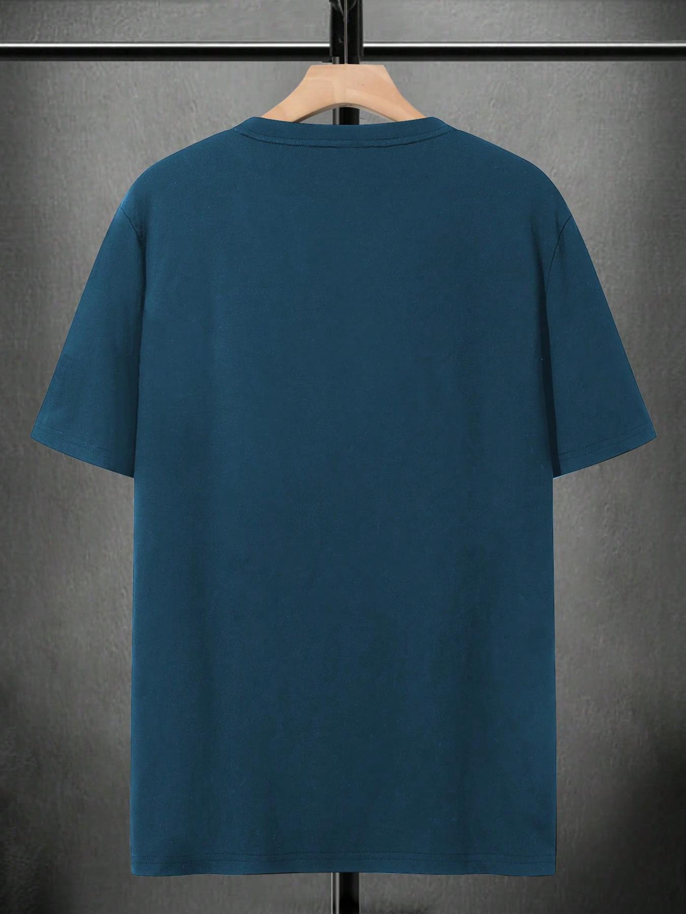 Men's Solid Short Sleeve Tee, Loose Casual Comfy Round Neck T-shirt for Summer, Fashion Men's Top for Daily Wear, Tropical