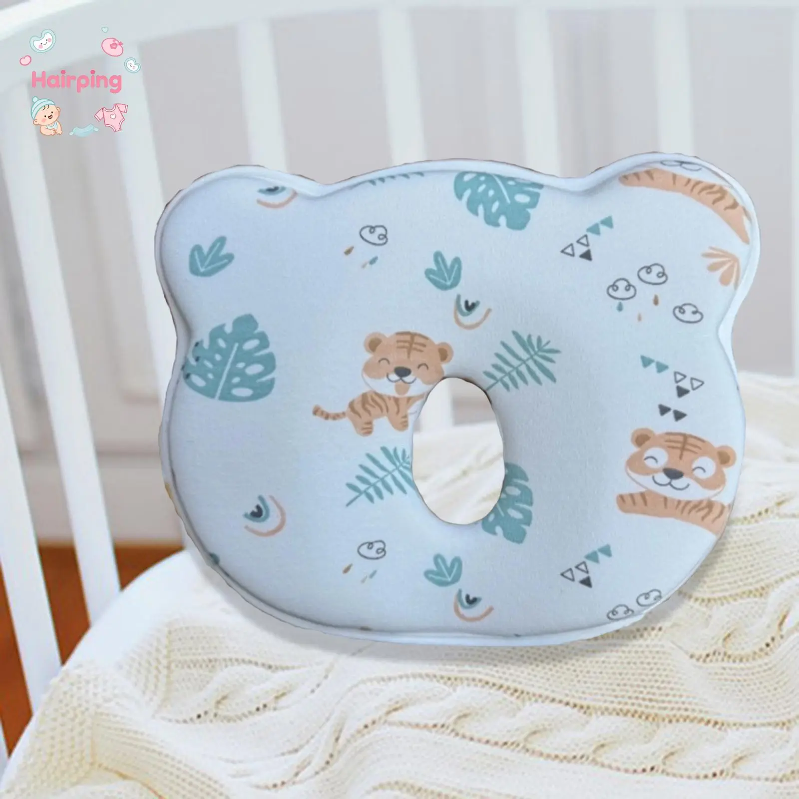 Baby Memory Cotton Pillow Cute Bear Shape Animal Print Soft and Cozy Hеad Shaping Pillows Prеvents FΙat Hеad