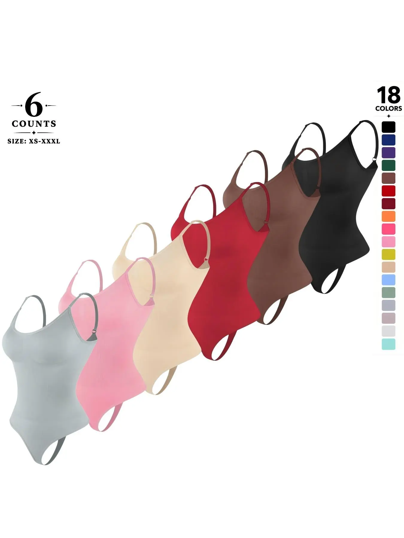 Women Seamless Shapewear Bodysuit｜Adjustable Strap Body Shaper｜Tummy Control Waist Slimming Butt Lifting Bodysuit｜Push Up + Hip Enhancing Shapewear｜Breathable Comfortable Daily Wear Bodysuit｜Invisible Under Dress / Party / Date Night Outfit Base Layer
