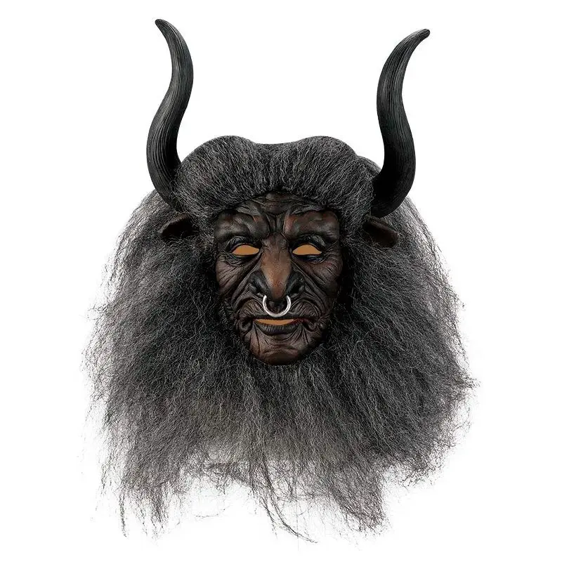 Unique Natural Latex Bull Demon King Mask – Punk Rock Bull Demon Full-Face Latex Headgear, Ideal Accessory for Halloween, Easter Carnivals & Cosplay Costumes