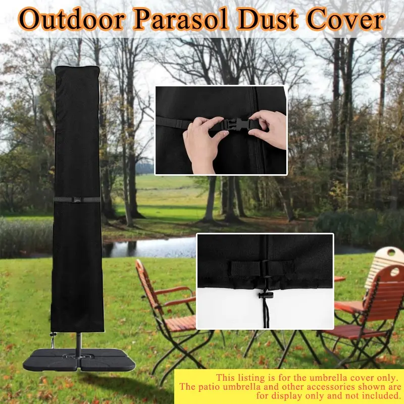 1pc Outdoor Sunshade Umbrella Dust Cover, Patio Umbrella Hood with Drawstring, Durable Furniture Cover, Outdoor Dust Protector