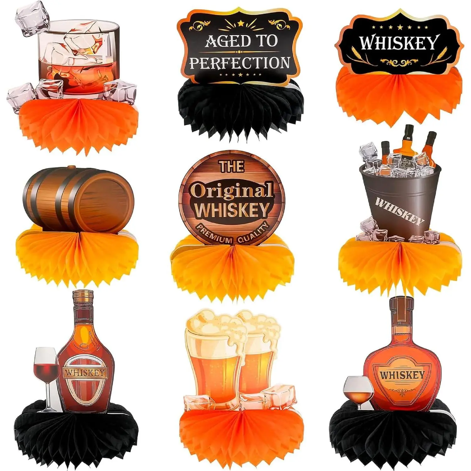9 count   Centerpieces, Party Table Decoration for Men Aged to Perfection, Cheers and Beers Male Birthday Theme Decor
