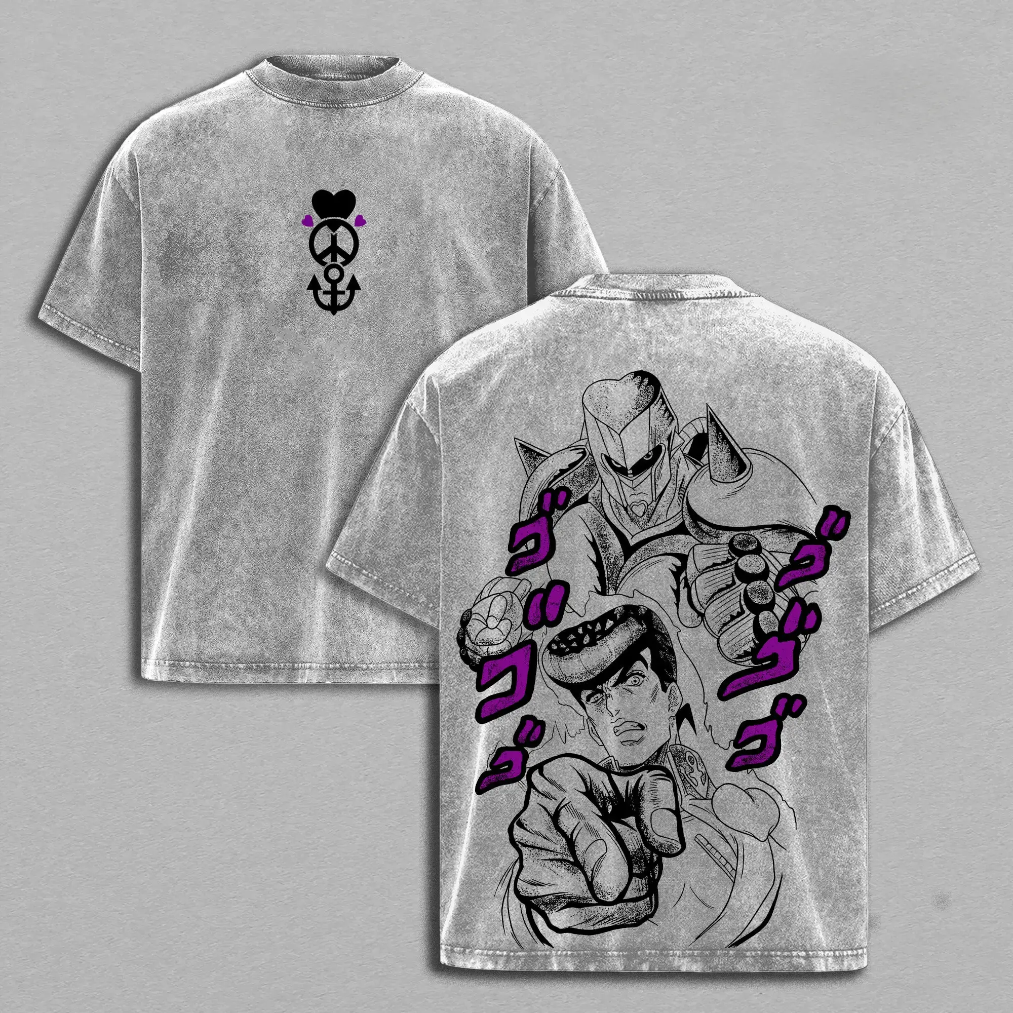 Josuke Higashikata JoJo Bizarre Adventure Diamond Is Unbreakable Anime T-Shirt Vintage Washed Heavyweight Cotton Oversized Graphic Tee Streetwear Y2K Retro Manga Apparel Men Women Casual Tops TikTok Shop Hot Trending Otaku Clothing Flat 2D Print Gifts