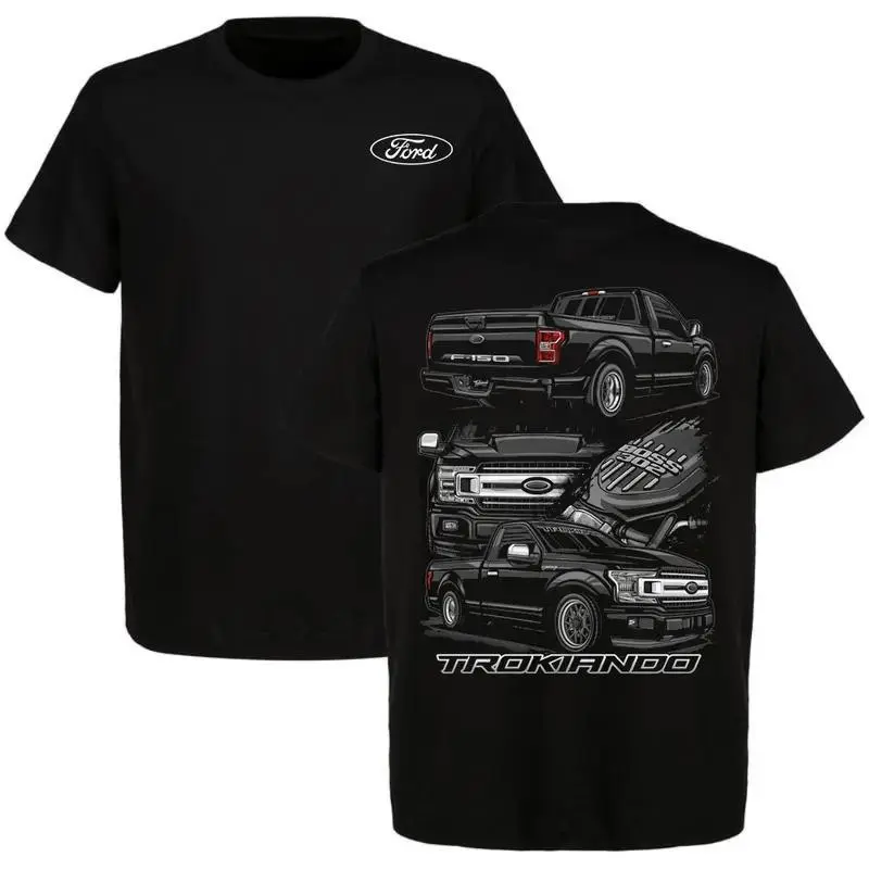 Ford F-150 Trokiando T-Shirt - Men's Casual Short-Sleeve Round Neck Cotton Vintage Graphic Tee, Minimalist All-Seasons Custom Pickup Truck Gift for Ford Lovers