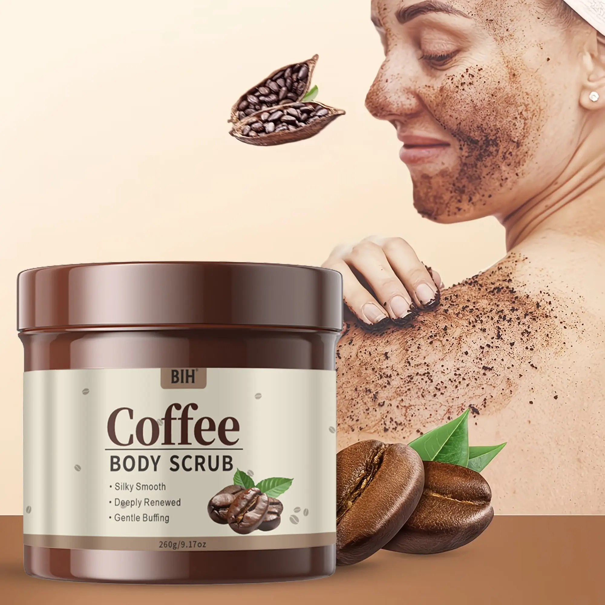 Coffee Body Scrub 260g, Body Care, Brighten Skin Tone, Hydrating Moisturizing, Physical Exfoliation, Smooth Rough Skin, Perfect Gift for Family, Body Exfoliant, Brightening Scrub