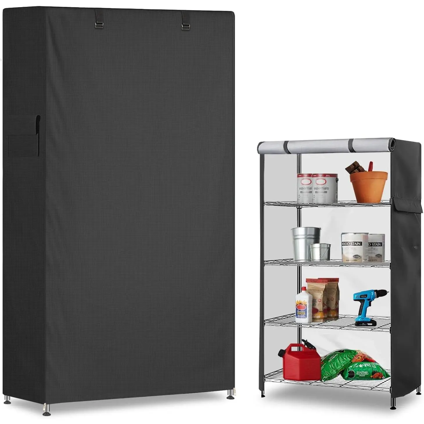 Storage Shelf Cover,Outdoor Heavy Duty 600D 48''W x 18''D x 72''H Dustproof Waterproof Shelf Covers for Wire Shelving,Storage Rack Cover with Zipper