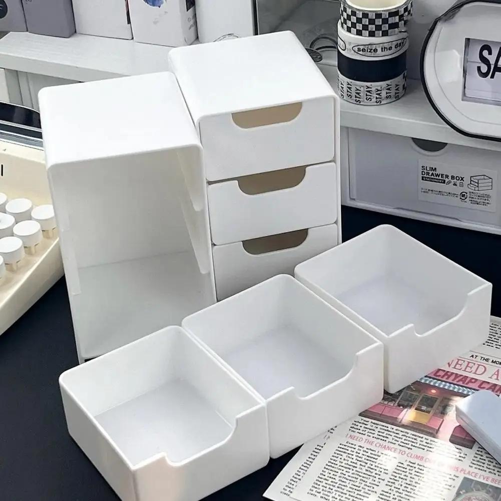 Stackable Storage Box Organizer, Dustproof Cosmetic Container with Drawers, Large Capacity Desktop Organizer for Makeup Accessories, Durable Storage Organizer