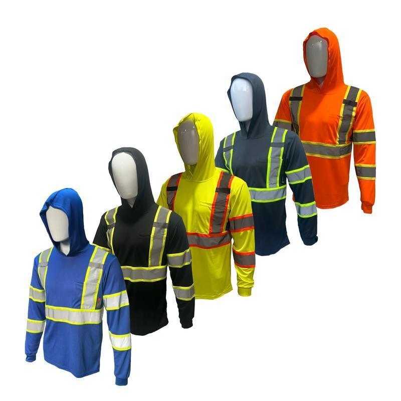 5PACKSHIRTST908HighVisibilityHoodieLongSleeveSafetyShirtwithhoodiePolyesterBirdeyeMeshinvariouscolor � � gift � �