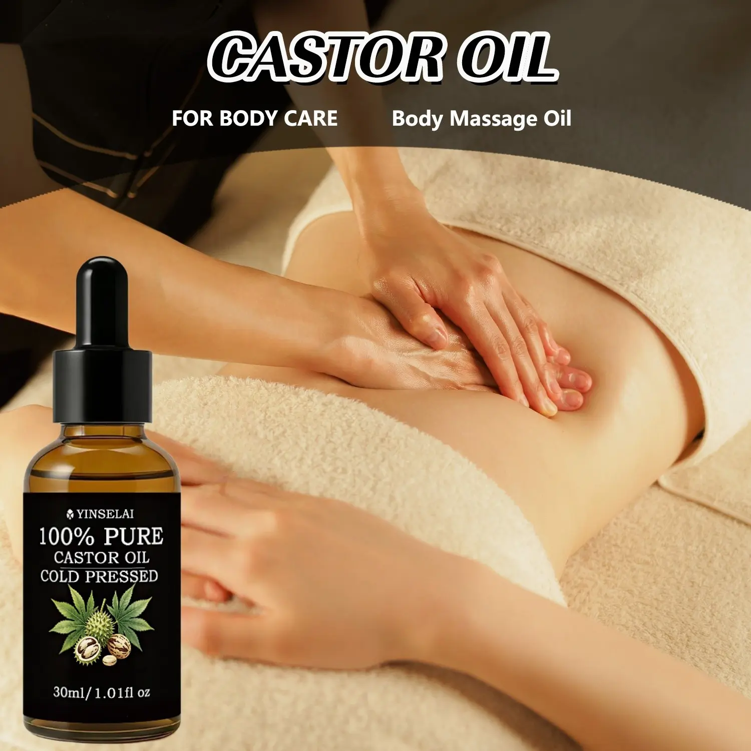 Multi-Purpose Castor Oil, Lightweight Texture, Easy Absorption, Non-Greasy, Moisturizing Formula, Daily Care for Face, Body, Nails