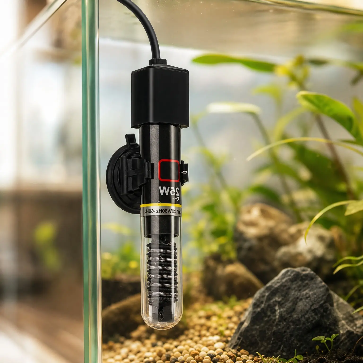 Mini Aquarium Heater 25W Small Fish Tank Heater with Free Thermometer StickerGift