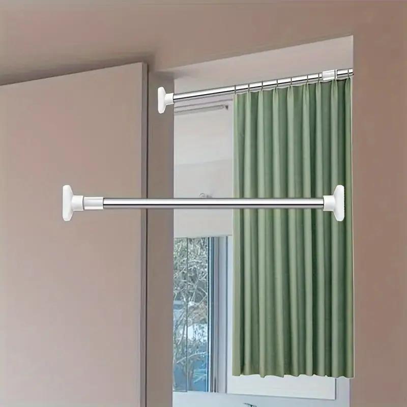 Telescopic Metal Closet Rod, 1 Count Plastic Clothes Drying Rack, Durable Punch-free Curtains Rack, Multi-purpose Hanging Rack for Living Room, Laundry, Balcony, Durable Sturdy Rack