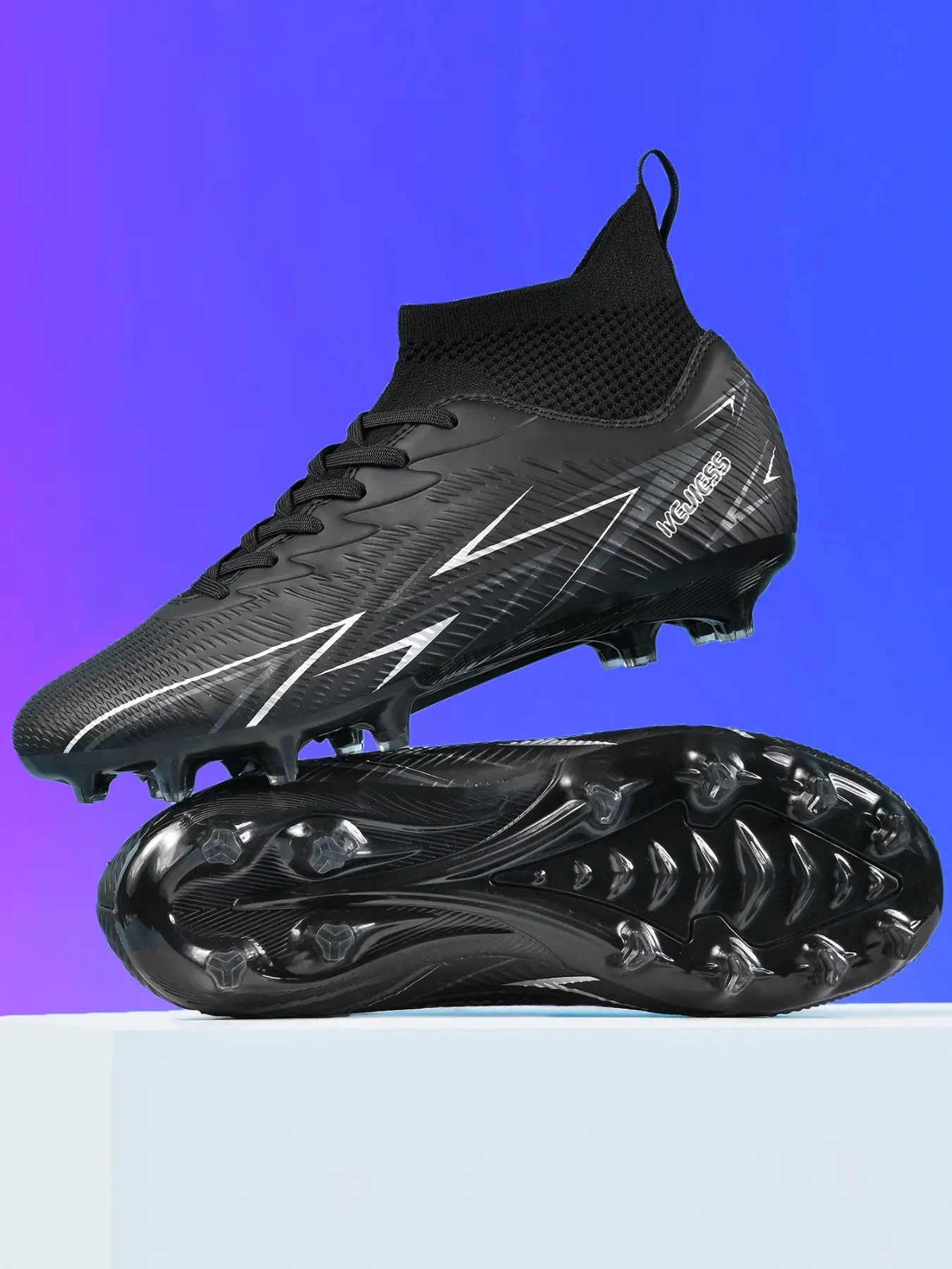 Professional Sports Football Shoes for Men and Women, Long Studs, PU Leather, Classic Laces, Anti-Collision Toe, 4 Colors, Sizes 35-45, Football Boots