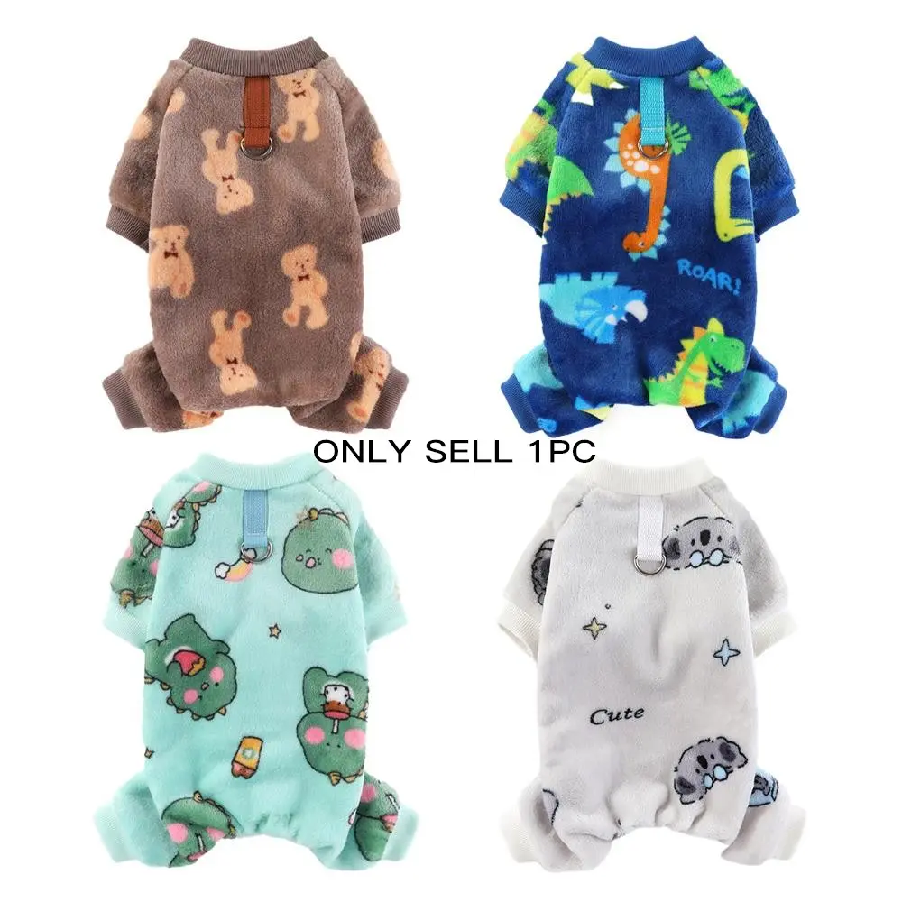 Cute Cartoon Dog Pajamas for Small Pets, Comfortable Winter for Dogs & Cats, Ideal Holiday Onesie, Stylish Pet Sleepwear Clothing, Puppy Clothes