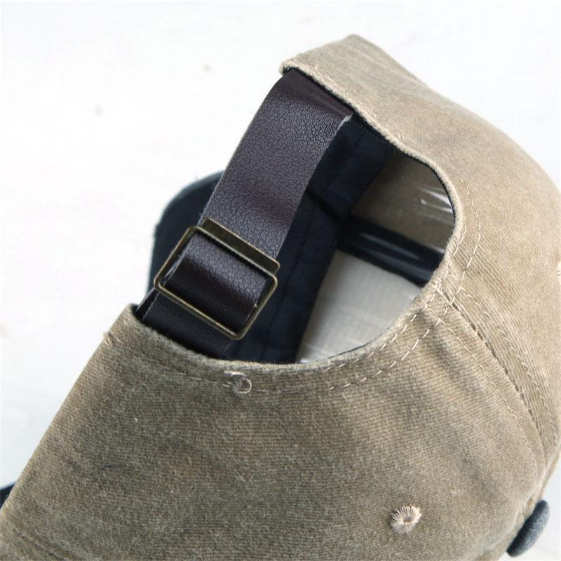 Pure cotton five-panel printed motorcycle baseball cap, trucker cap, distressed washed hat, outdoor sun hat, trendy Korean style