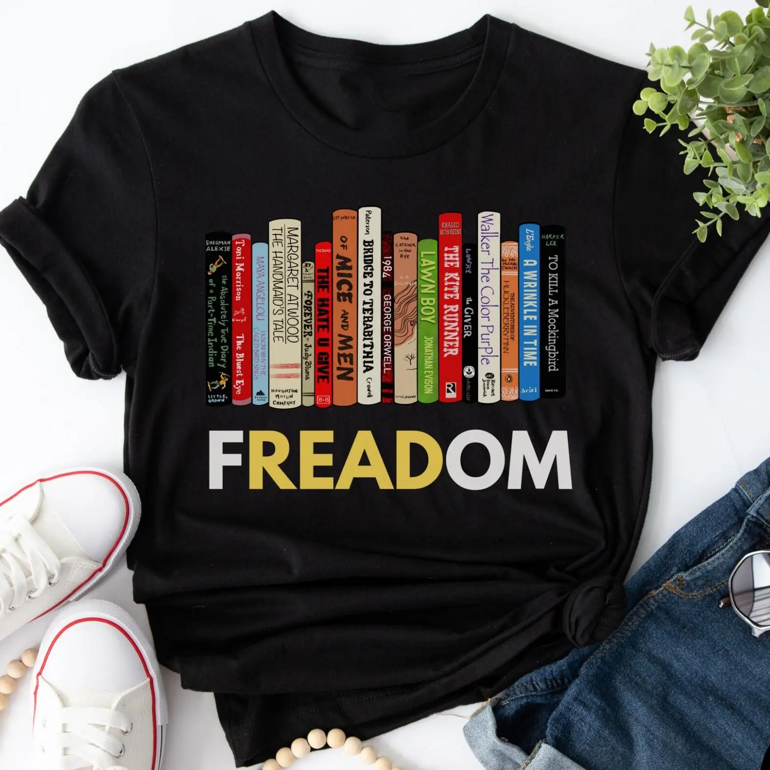 Banned Books Shirt, I'm With The Banned, Read Banned Books T-Shirt, Librarian Gift, Reading and Social Justice Shirts, Freadom Shirt for Women Cotton