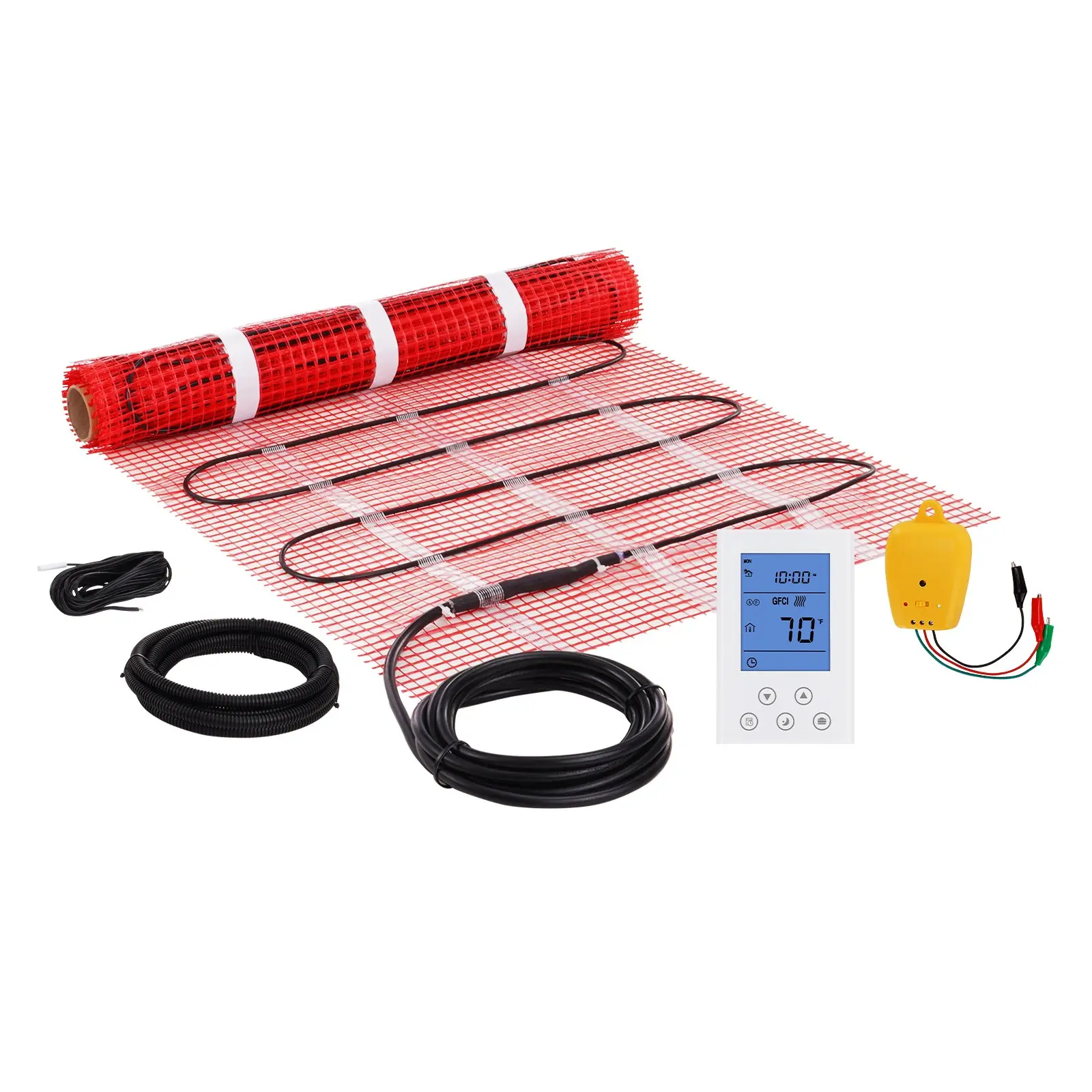 【Summerfinds】VEVOR Floor Heating Mat, 10 Sq. ft. 14-113 Electric Radiant Floor Heated Warm System with Digital Floor Sensing Thermostat, 110-120V Includes Installation Monitor, Adhesive Back for Easy Installation