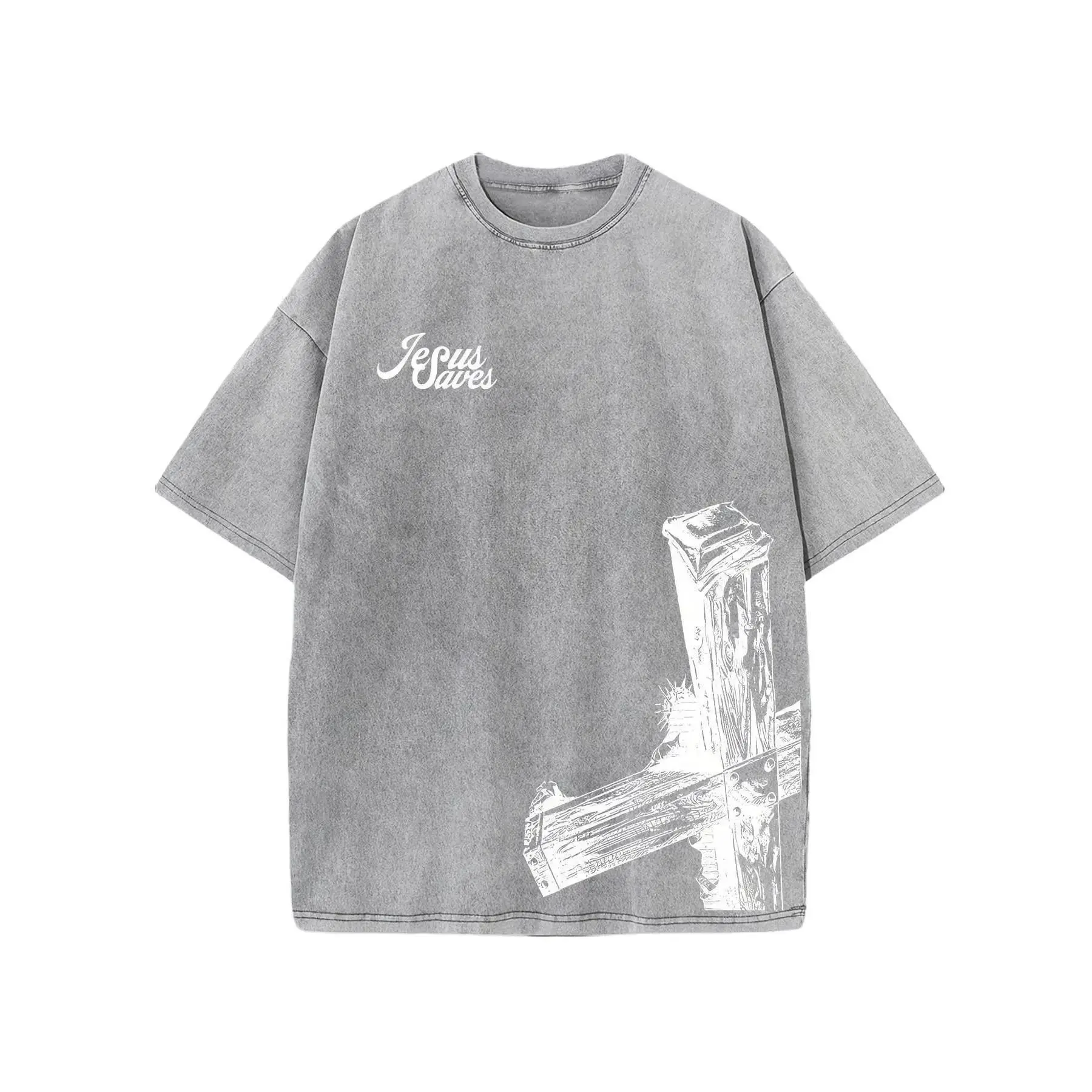 The Kith Jesus All Men'S Washed Casual Sports Style T-Shirt - Trendy Fashionable Street Style For Travel And Sports Wear