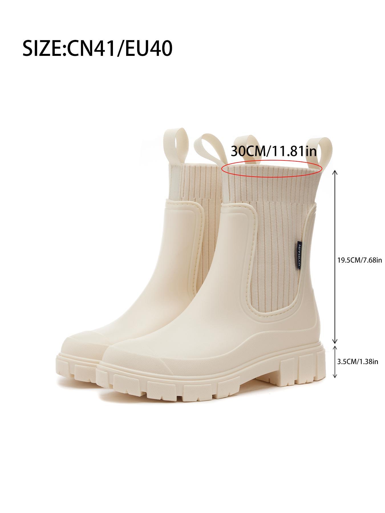 Women's Solid Color Waterproof Rain Boots, Women Shoes, 2024 New Style Fashionable Round Toe Boots for Outdoor Wear, Non-slip Rain Boots for Women & Girls, Casual Boots