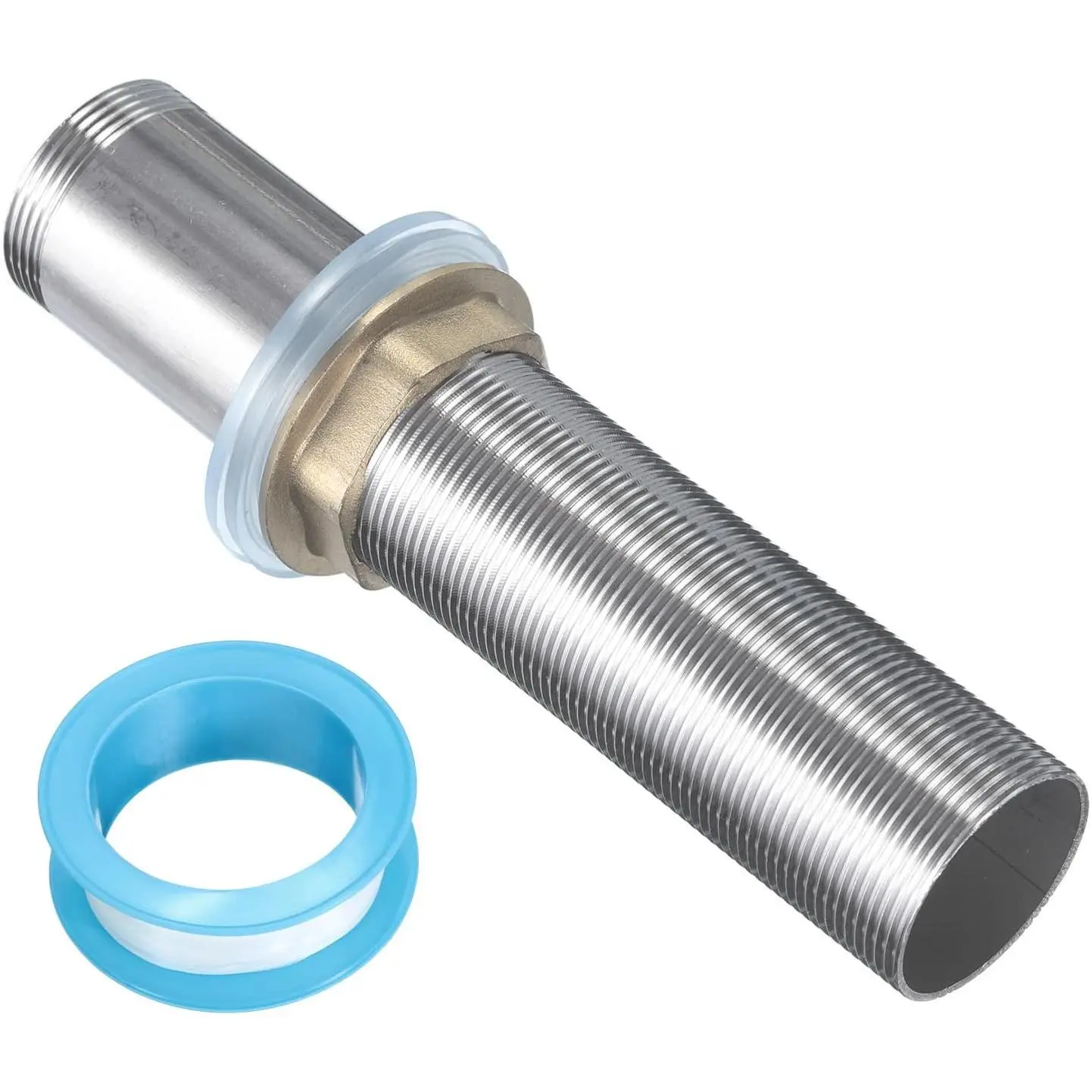 6" Faucet Mount Extension Shank Stainless Steel Threaded Lengthened Pipe Fixed High Foot Mounting Shank with Nut and Gasket 1PCS