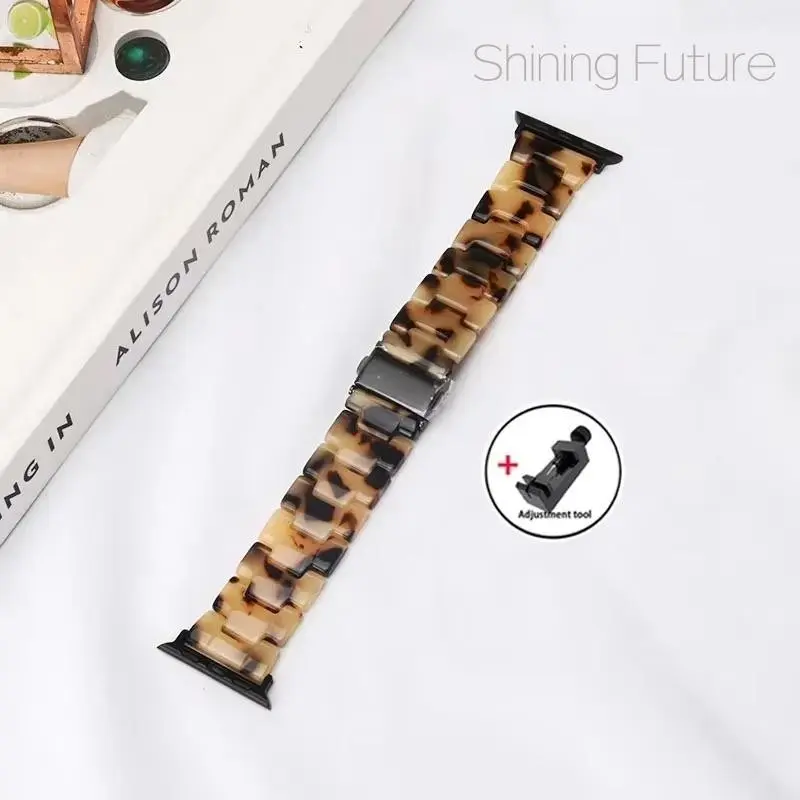 Luxury Resin strap for Apple Watch Ultra 2 Band 49mm 45mm 46mm 41mm 40mm 44mm 38mm 42mm Link bracelet iwatch series11 10 9 7 8 6 se 5 4 3 Smartwatch Accessories Replacement Straps Smartwatch Strap