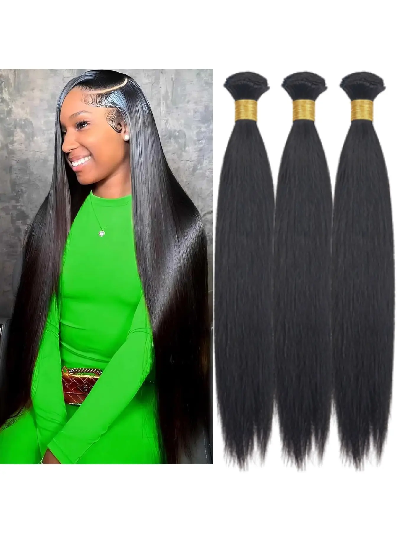 Synthetic Hair Bundles 36 Inch 3 Straight Bundles Hair Extensions Quick Weave Sew In Glossy Billion Hair Bundles