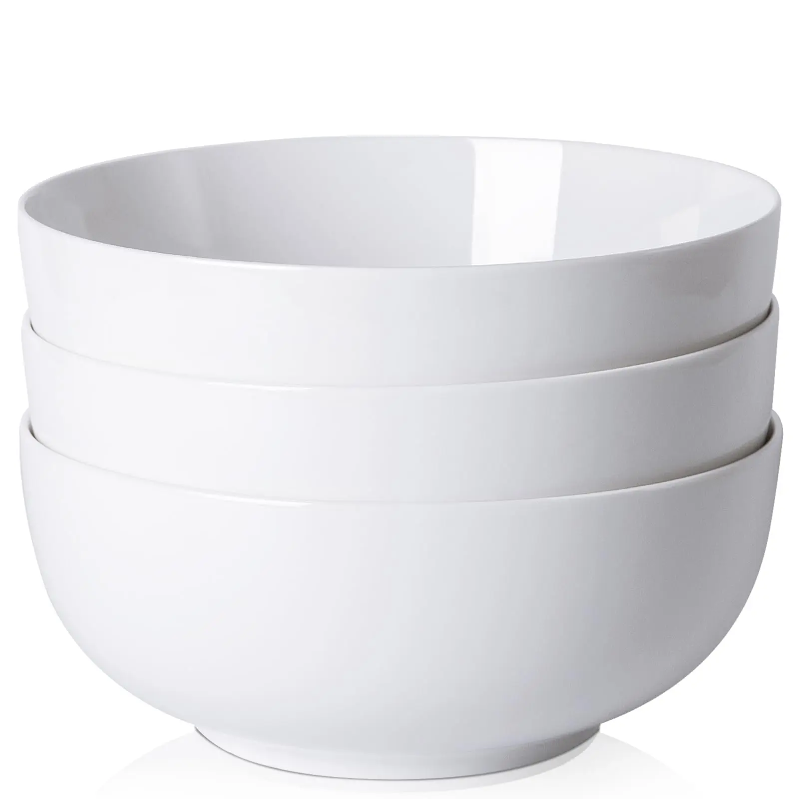 GARVEE3PACK Salad Bowls Set, 64 Ounce Serving Bowls for Kitchen, Ceramics Bowl Sets for Salad Soup Pasta Popcorn Fruits, Mixing Bowls, Dishwasher & Microwave Safe, White