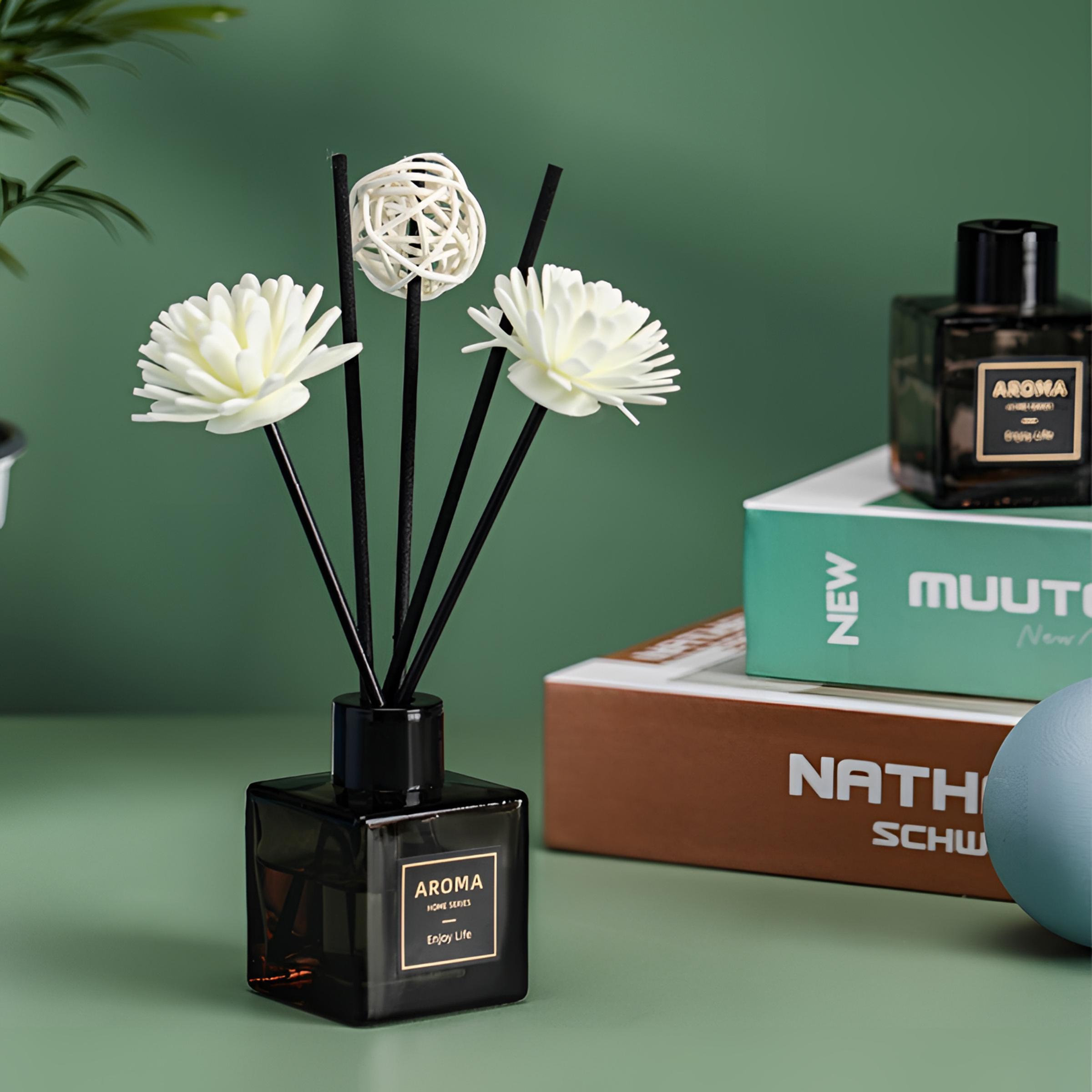 50 mL Reed Diffuser with Sticks, Aromatherapy Essential Oil Home Floral Fragrance Diffuser for Bathroom, Living Room and Office #GLOBAL PICKS