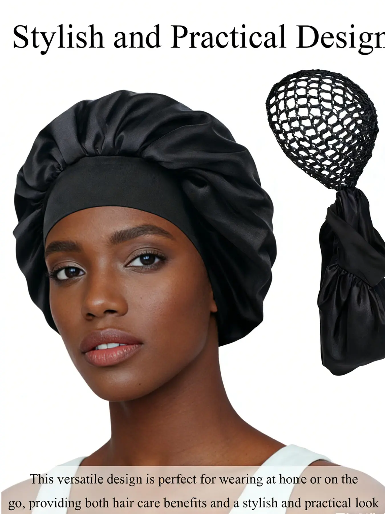 Two-In-One Breathable Mesh Cap, Soft Comfortable Sleep Hat, Adjustable Satin Sleep Cap, Dual-Layer Protection for Curly Hair, Fashionable and Lightweight