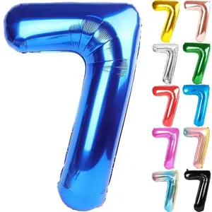 32Inch Multicolor Number 7 Balloon Large Number Balloons 0-9 Boys Girls Birthday Decoration Women Men Party Anniversary Supplies