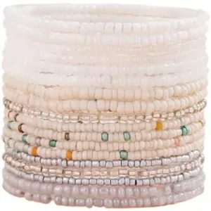 18Pcs Boho Stackable Beaded Bracelets for Women Colorful Handmade Multilayered Rice Beads Anklets Set Summer Beach Bohemian Jewelry Gift