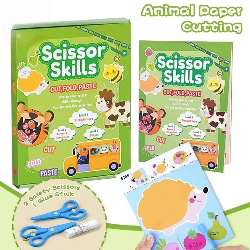 Paper-Cut Book, Creative Fun DIY Handmade Activities, Paste Toys for Kindergarten, Educational Puzzle Game