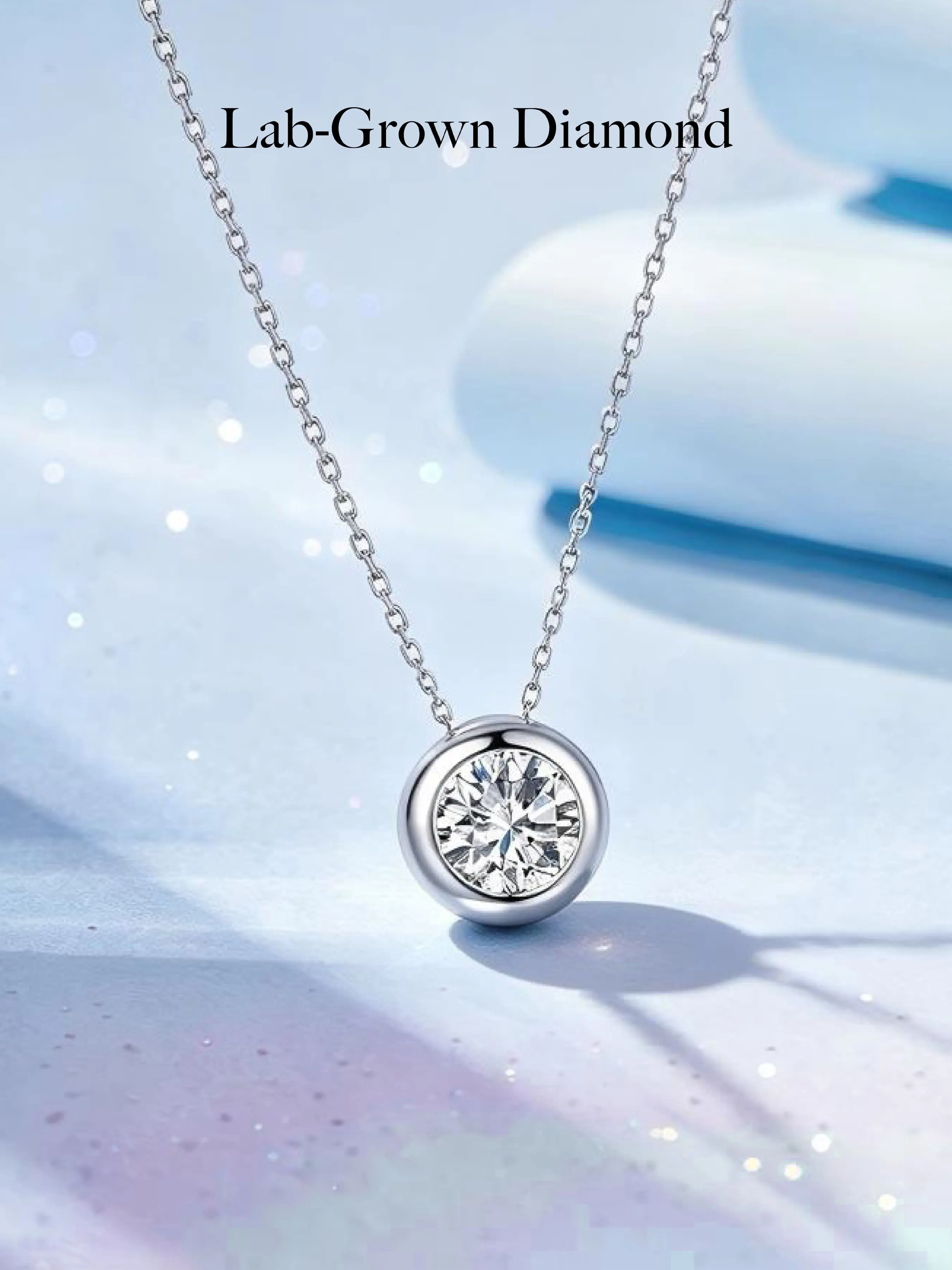Elegant Bubble Necklace with Lab-Grown Diamonds, 1ct D Color Round Brilliant Cut, Perfect for Engagement and Wedding Jewelry