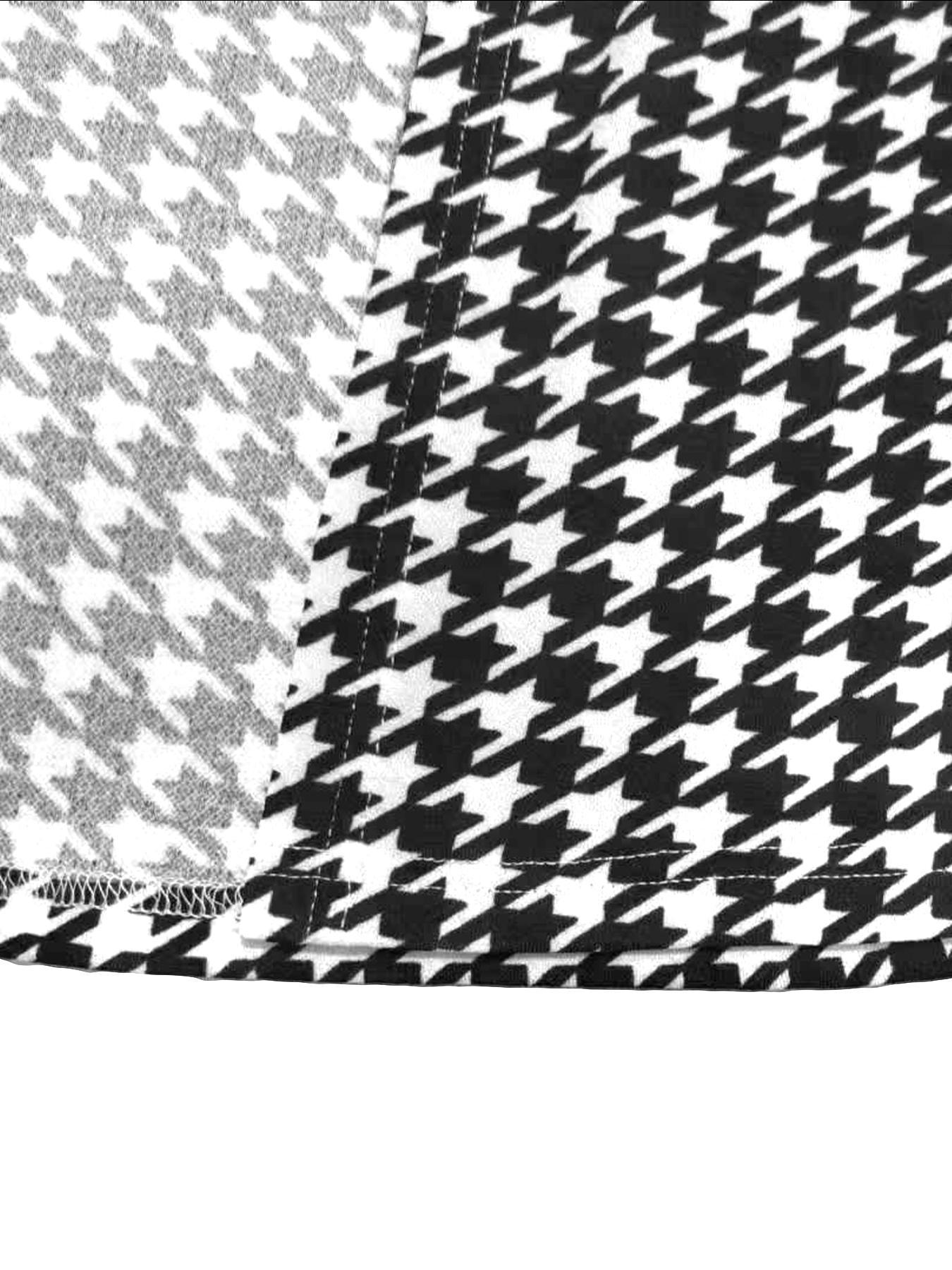 Women's Houndstooth Print Long Sleeve Open Front Jacket, Casual Elegant Outerwear for Spring & Fall, Ladies Clothes for Daily Wear, Womenswear