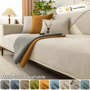 Luxury Modern Couch Cover, 1 Piece Soft Herringbone Textured Sofa Seat Pad, Non-Slip Washable Sofa Protector Mat, Pet-Friendly Furniture Cover for Sectional, Loveseat, Armchair & 1-4 Seater Couch, Multi-Color.