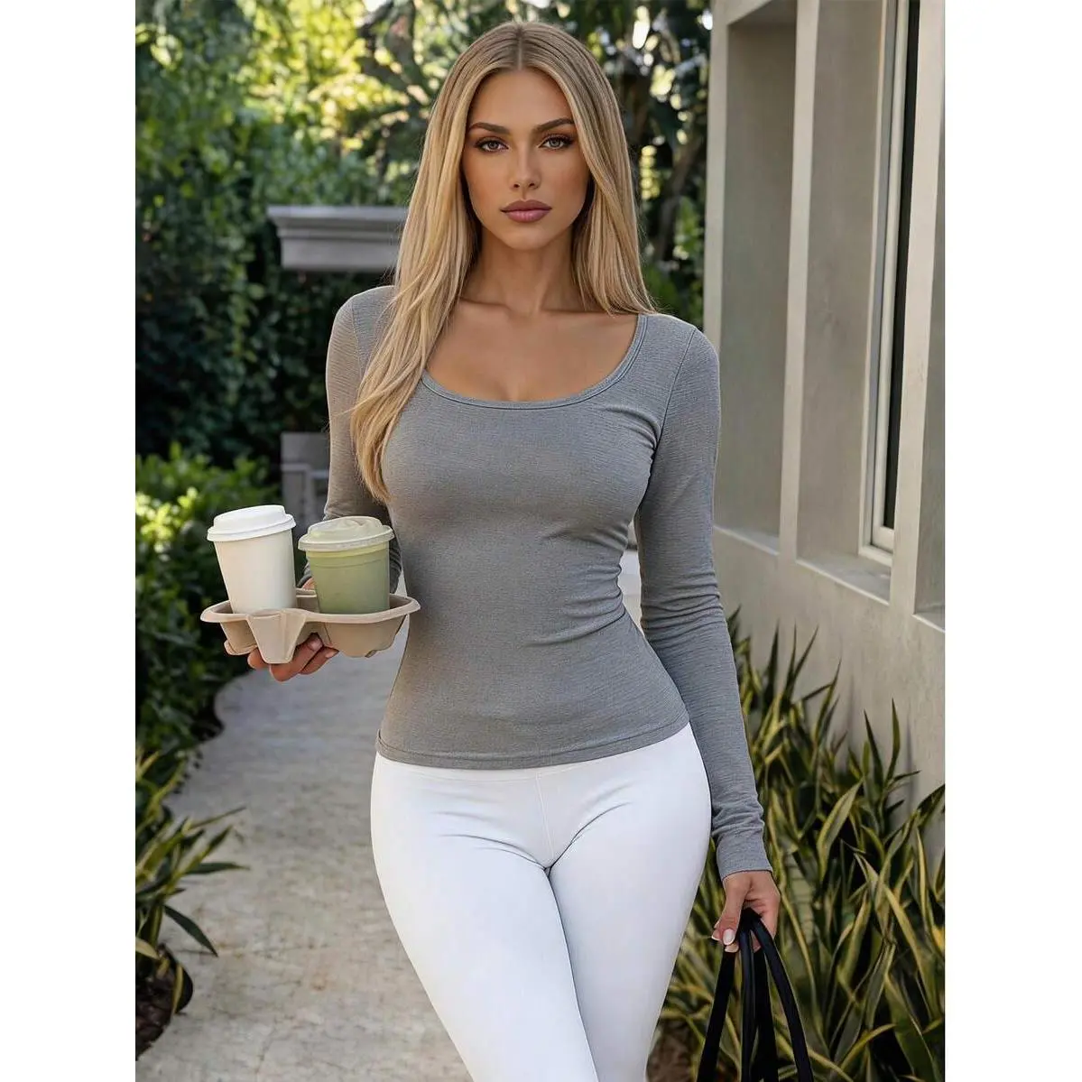Women's Casual Grey Autumn Everyday T-Shirt,Fleece Lined Thermal Long Sleeve Scoop Neck Slim Fit Knit Undershirt Tee Blouse Fall And Winter,Monaco,Yacht,Club,baggy,compression,Shape,Moisture,Wicking,bass,pro,gaiter,Meme,Christmas,Funny