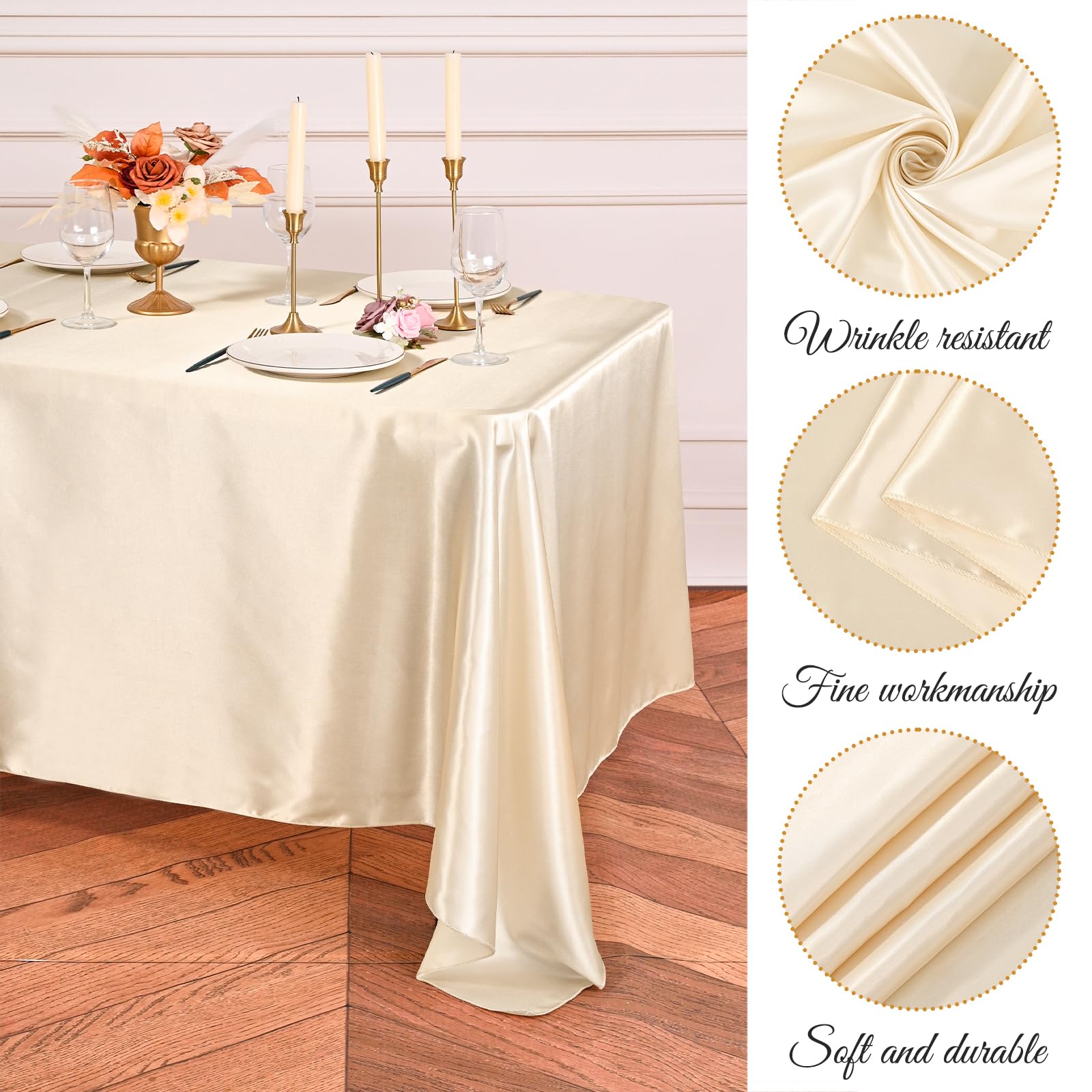 6 10 Packs Satin Tablecloth Rectangular Tablecloths 57x108 Inch, Overlay Satin Table Cover Bright Silk Tablecloth Smooth Fabric Table Decoration for Wedding Party Banquet Events