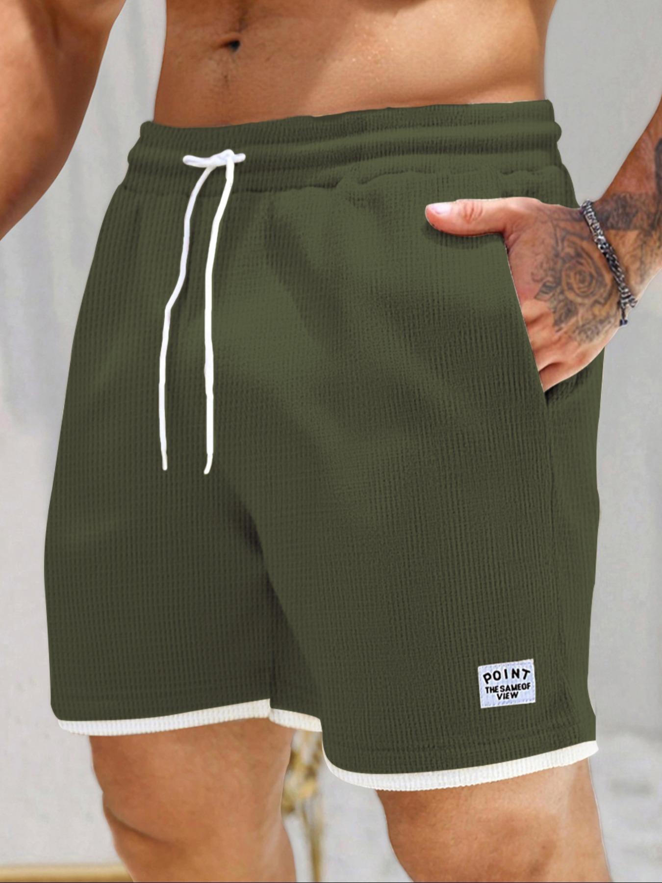 Men's Letter Patch Pocket Shorts, Casual Streetwear Shorts, Regular-Fit Comfy Breathable Summer Shorts, Men's Bottoms for Daily Wear