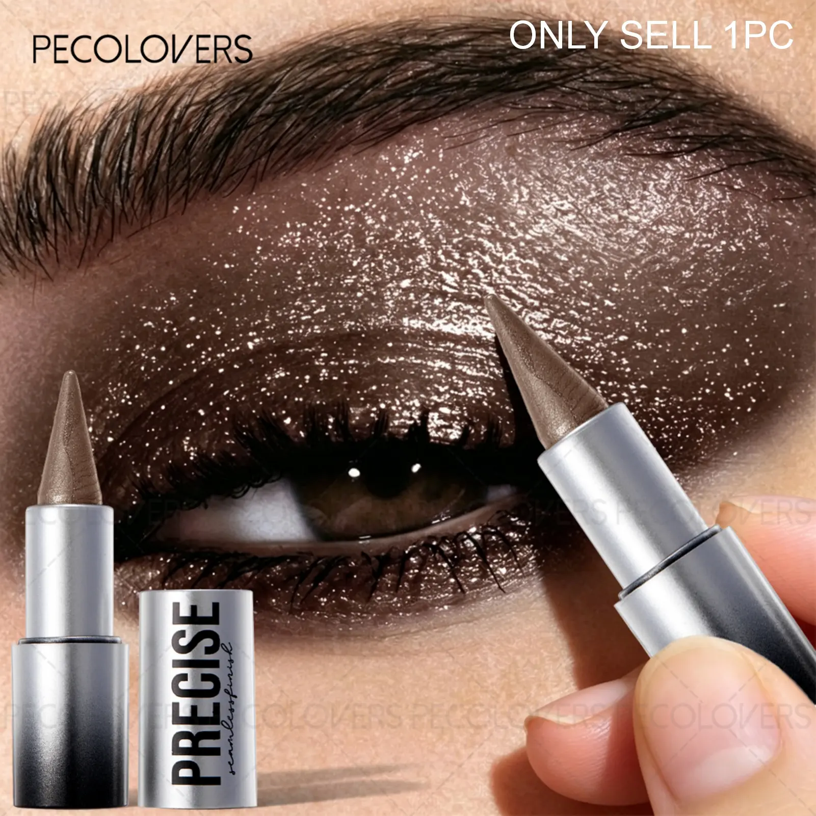 1pc Glitter Multi-Color Eyeshadow Pencil, Waterproof Sweatproof Monochromatic Purple Metallic Shimmer Finish, for Bold Eye Makeup Looks, Suitable for Music Festival