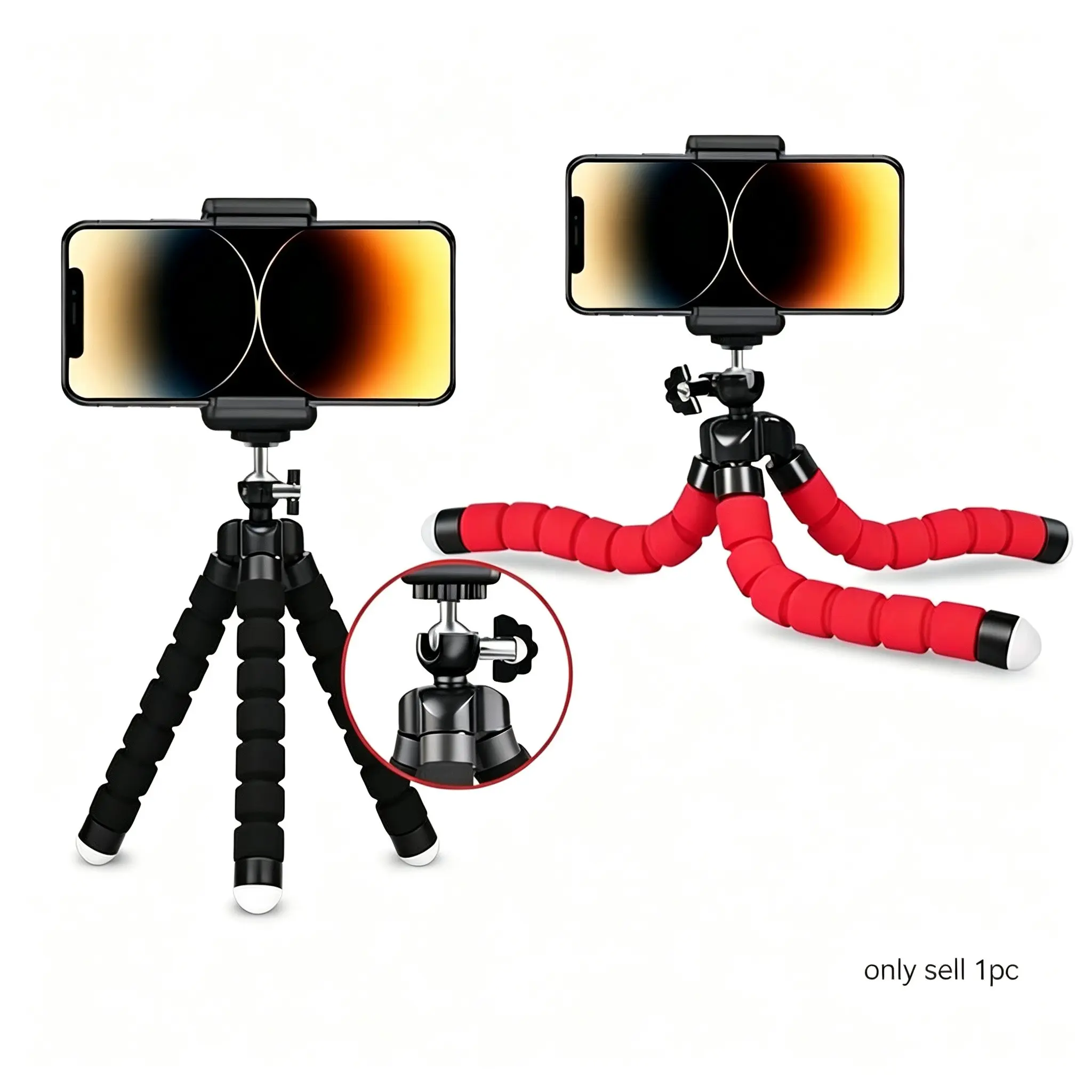 Portable Flexible Sponge Octopus Phone Tripod, Adjustable Legs, Scratch-Proof Soft Case, 360° Rotating Ball Head, Compatible with Multiple Devices, Selfie Accessories