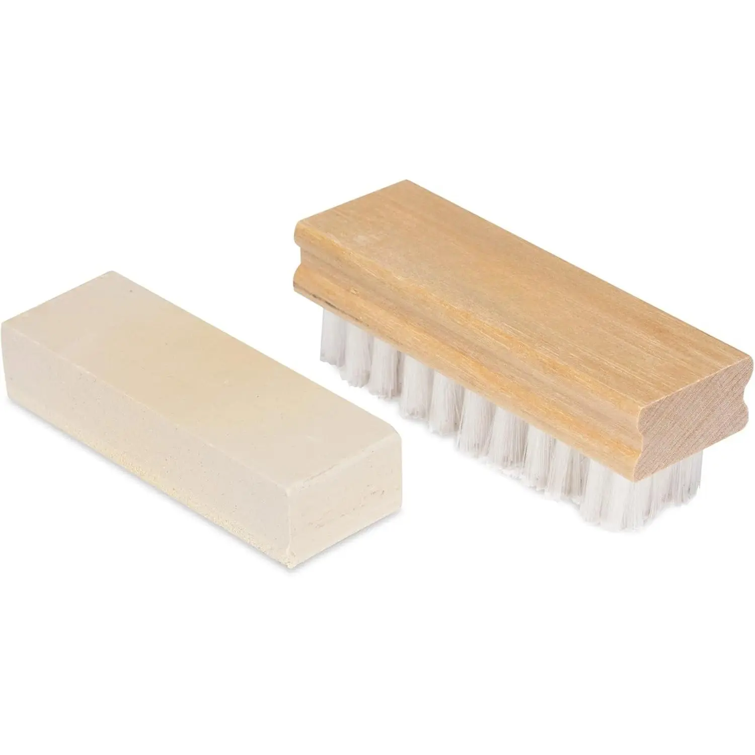 Suede & Nubuck Cleaner Kit - 1 Cleaning Eraser Block and 1 Nylon Bristle Brush -  Stains, Removes Spots, Restores Nap - for Leather Suede Shoe, Handbags, Jackets, Boots, Furniture