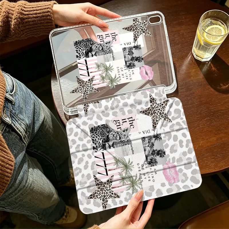 Y Fold Clear Acrylic Smart Flip Case for iPad, 360° Shockproof, 4 Corner Airbag, Anti-Scratch, for iPad 7/8/9, 11, Mini 6/7, Pro 9.7/10.5/11", Air 1/2, Air 4/5 10.9", Air 6/7/8 11"
