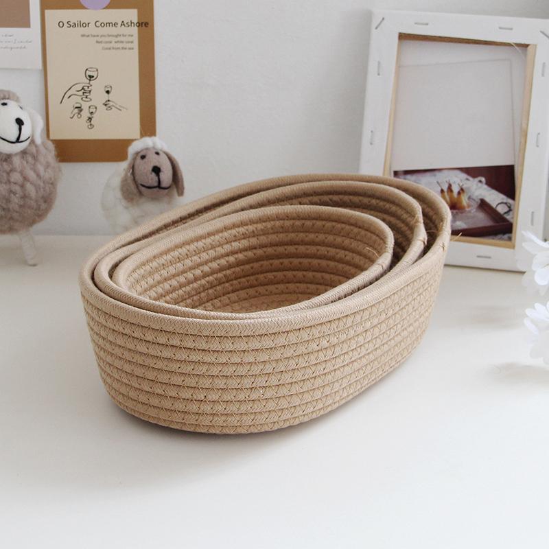 Woven Nordic Rope Storage Baskets - Organize Boxes, Desktop Sundries, Key, Cosmetics - Natural Fiber - For Home & Office - Perfect Gift for Housewarming & Organization Enthusiasts - Room Organization Products