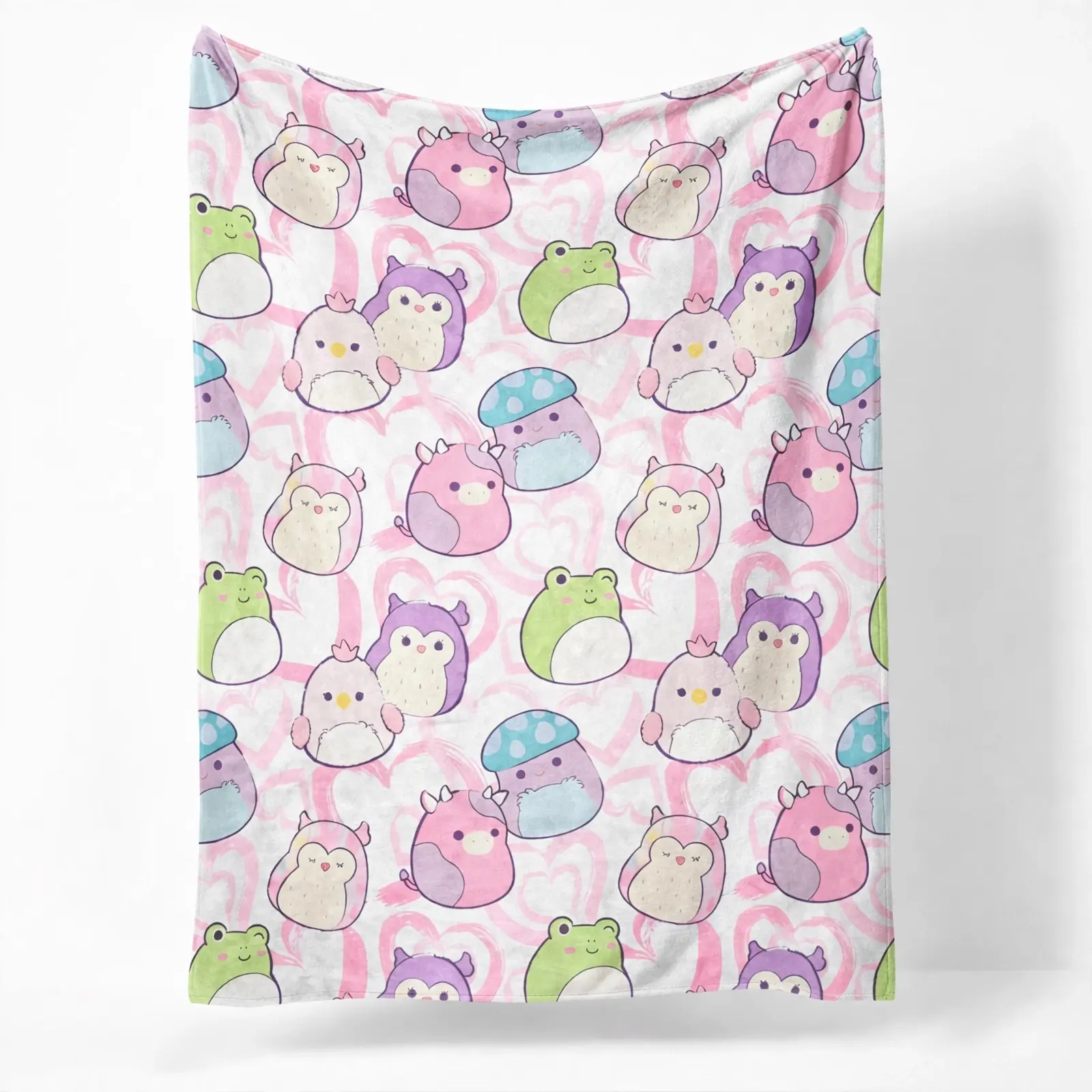 NEW Squishmallows Snuggle Throw Blanket - 50”x60” Soft Fluffy Patterned Print Flannel, Assorted Designs, Cozy Warm for Sofa Decor & Bedroom, Cooling Novelty Pig-Themed Comfortable Blanket, Blankets Soft Fluffy Patterned