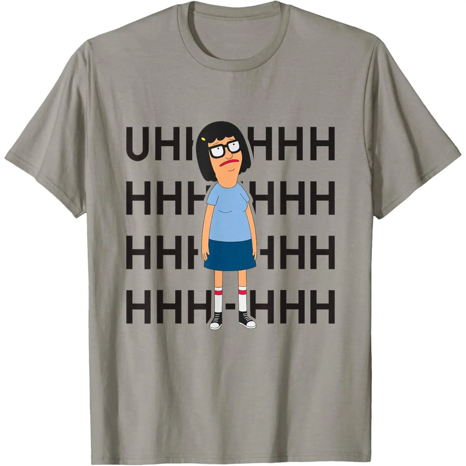 Men's Graphic T-Shirt with Cute 'UHHHHHHHH' Print, Casual Short-Sleeve 100% Soft Cotton for Athletic and Daily Wear, Round Neck, Short Sleeves, All Seasons, Year-Round, Elastic Fabric, Streetwear, Cute Street, Graphic Print, Fashion, Shortsleeve, Foldable