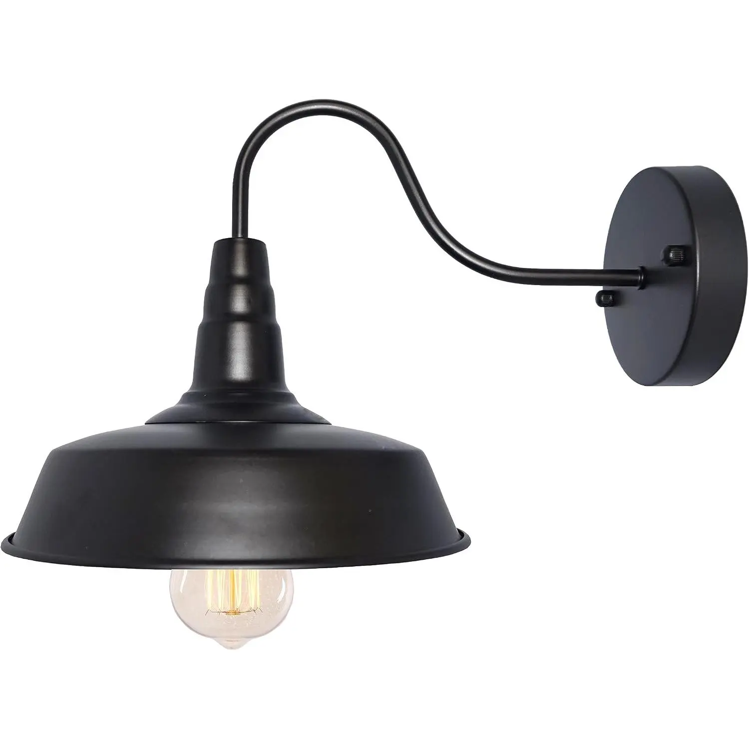 #80 Retro Black Hardwired American Standard E26 Base Wall Sconce - 4.73in Diameter Indoor Outdoor LED Wall Lamp, Water Resistant Outdoor Safe Industrial Farmhouse Illumination Fixture for Bathroom Kitchen