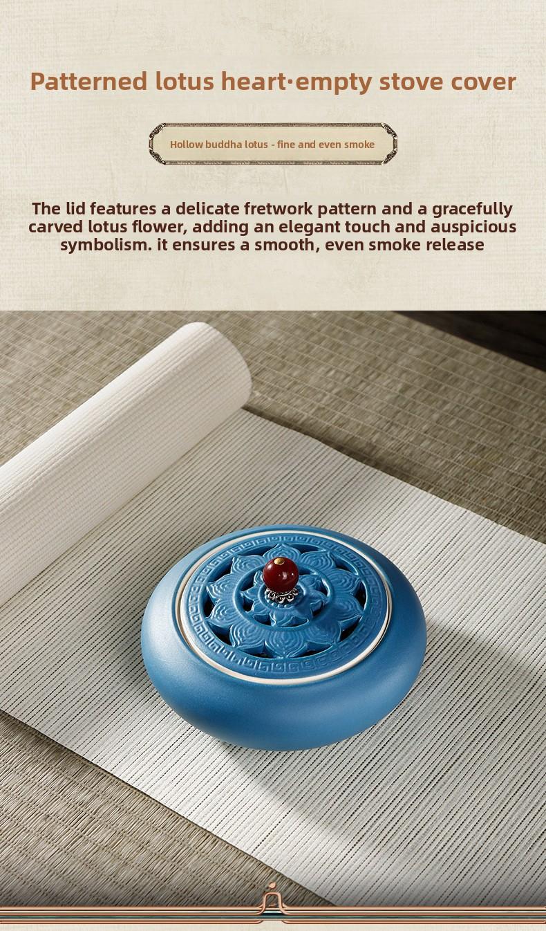 Lotus Heart Ceramic Incense Burner Set for Seal Agarwood & Coil Incense Traditional Bowl Shaped Aesthetic Tool incense stick holder