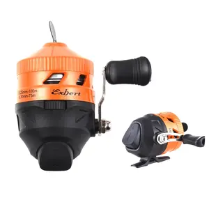 3.4:1 Internal Rolling Line Reel Fishing Line Reel, Fishing Reel Right Hand Retrieve, Easy to Use Push Button Casting Design for Both Beginners and Kids, Pre-Spooled With 90-100m Nylon Fishing Line